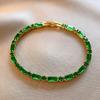 Real gold electroplated emerald zircon geometric bracelet exquisite retro temperament bracelet jewelry