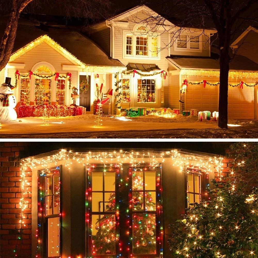 4M/7M Length Solar LED Curtain Light 8 Modes Ultra Bright Icicle String Light Waterproof Outdoor String Light