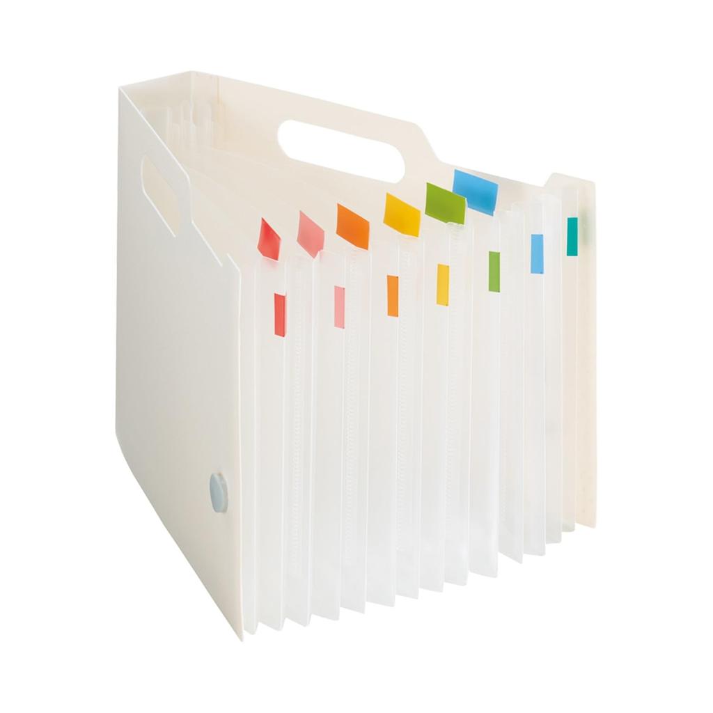 Lihit Lab A5 Slim Document 6 7 Box, Horizontal, Compartments, Pockets, White, F7593-0