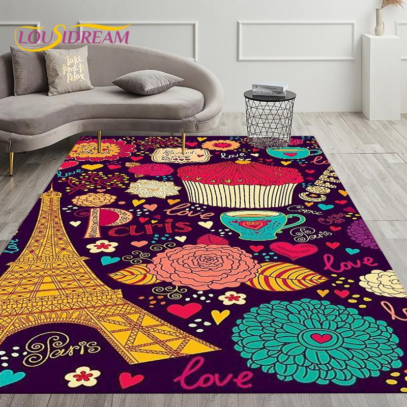 France Paris Eiffel Tower Art Area Rug,Carpet Rug for Living Room Bedroom Decoration,Kids Play Crawling Soft Non-slip Floor Mats