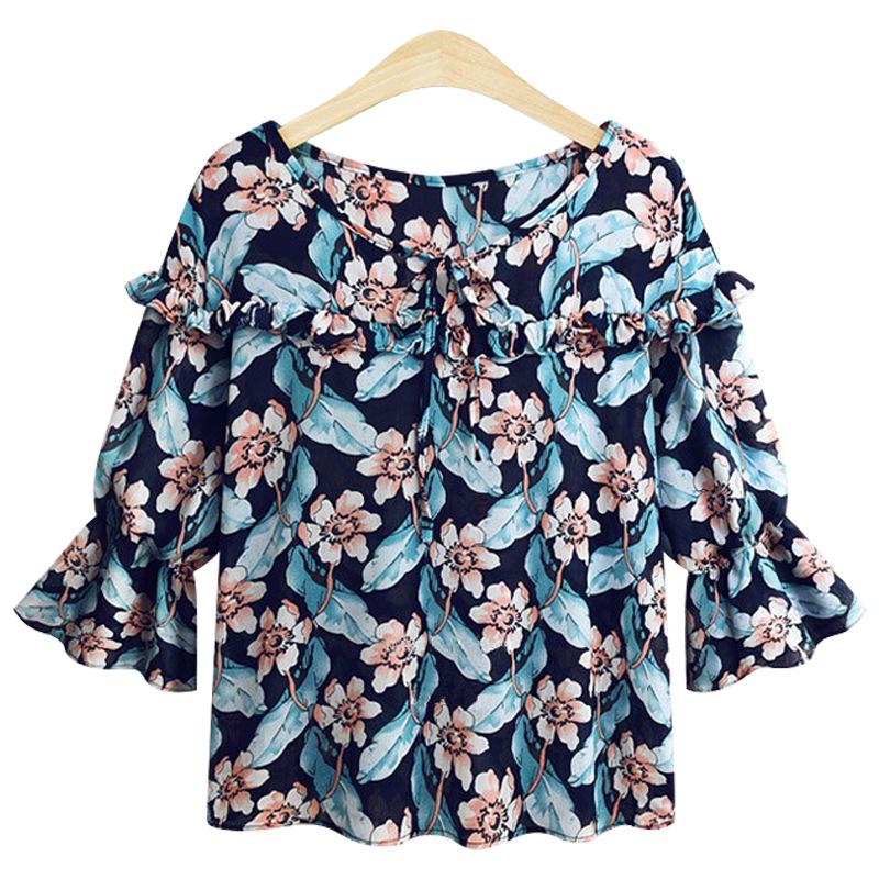 Модный принт с длинным рукавом для женщин. Мягкая свободная футболка с v-образным вырезом — фото 5