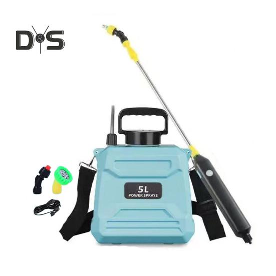 

Электрический опрыскиватель объемом 1,3 галлона/2,1 галлона со встроенным аккумулятором емкостью 18650 мАч, садовый опрыскиватель с телескопической распылительной трубкой для полива растений 5L синий