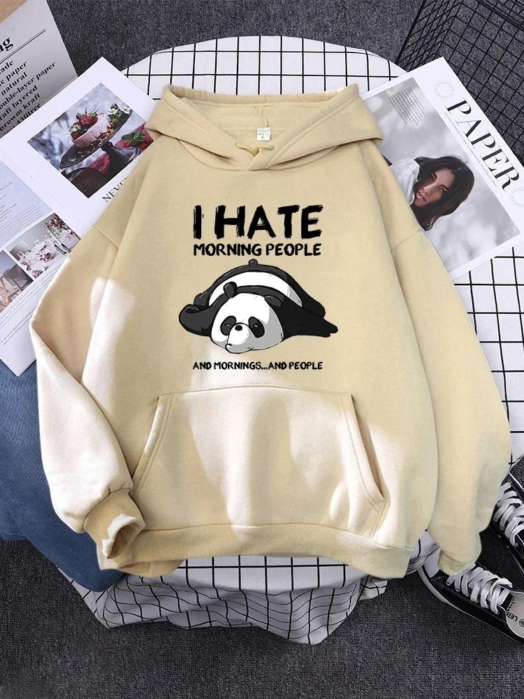 Pullover For Woman Fashion Korean Round Neck Hoodie Female Panda Sleeps Print New Women'S Sweatshirt Warm
