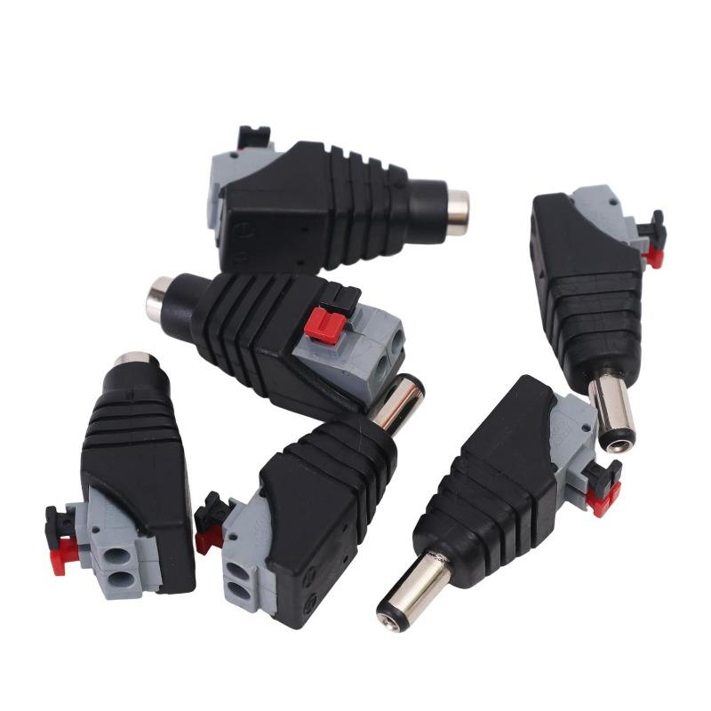 1/20pc Solder-free Press-fit DC Power Connector Security Camera Led Strip Male Female Adapter Socket Power Plug Cable Connectors