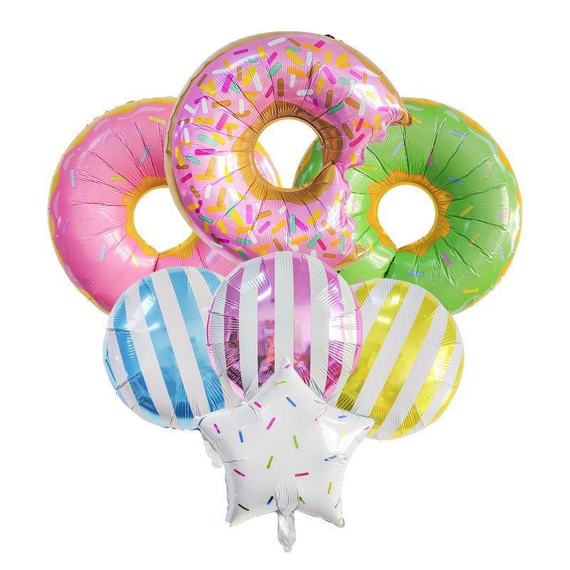 Donut-themed Aluminum Film Balloon Set for Children's Birthday Party Decoration