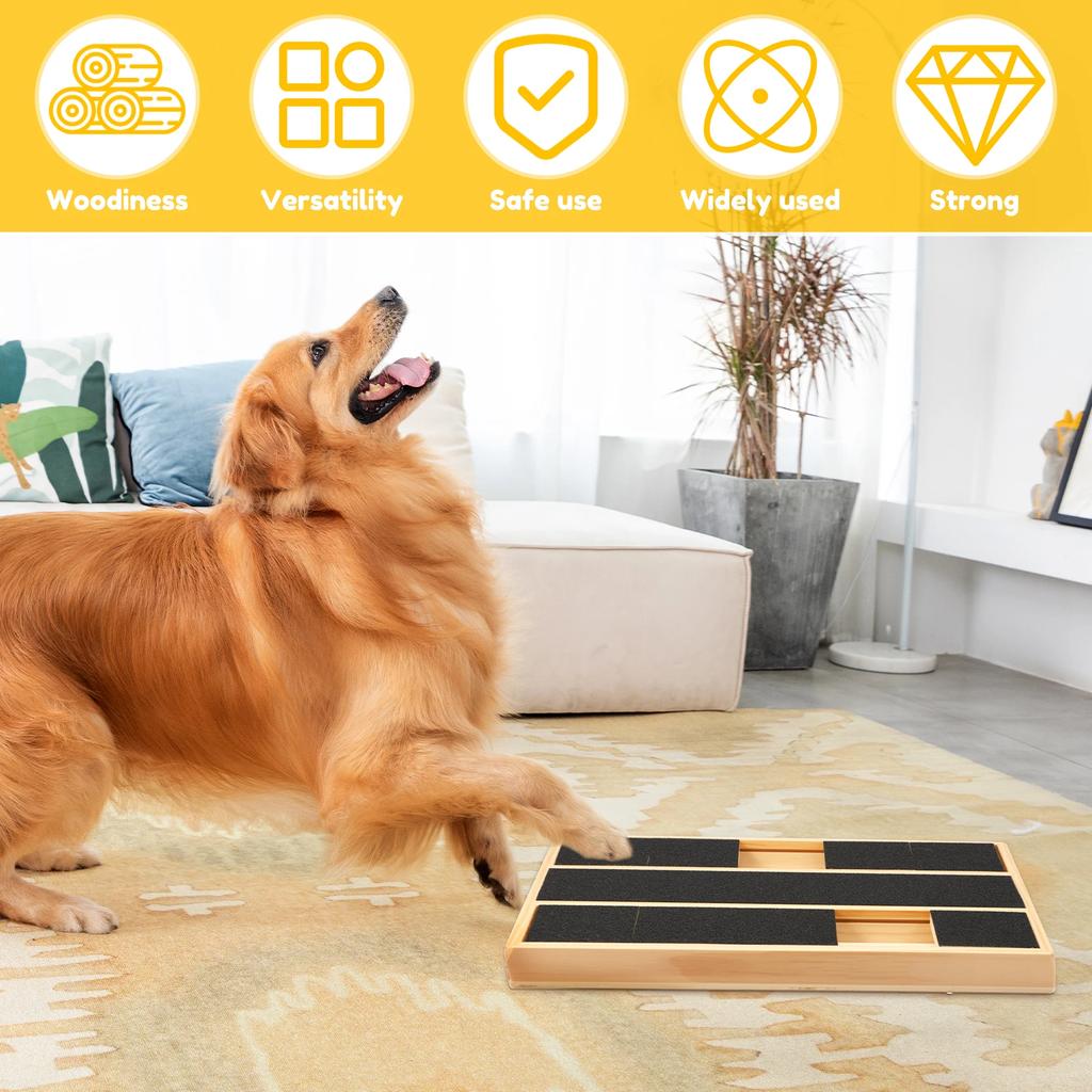 Wooden Dog Nail Scratching Board Portable Puppy Nail File Toy Safe Puppy Claw Scratch Board with Treat Compartment for Dog Cat