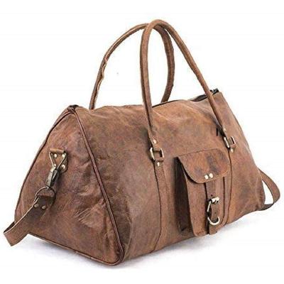 Δερμάτινη Γνήσια Τσάντα Ταξιδίου Ντάφλ Γυμναστηρίου Ανδρική Vintage Αποσκευή Διανυκτέρευσης Σαββατοκύριακου