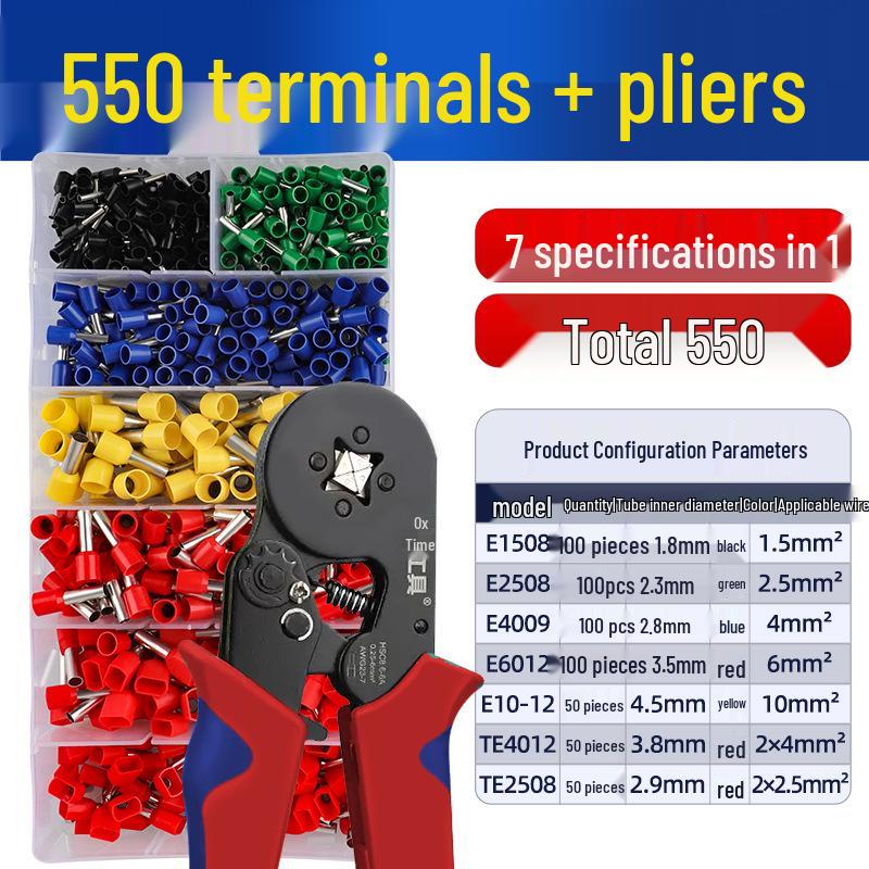 Electrician's Quad-Sided Crimping Pliers for Cold Press Copper and Wire Lugs, Terminals.