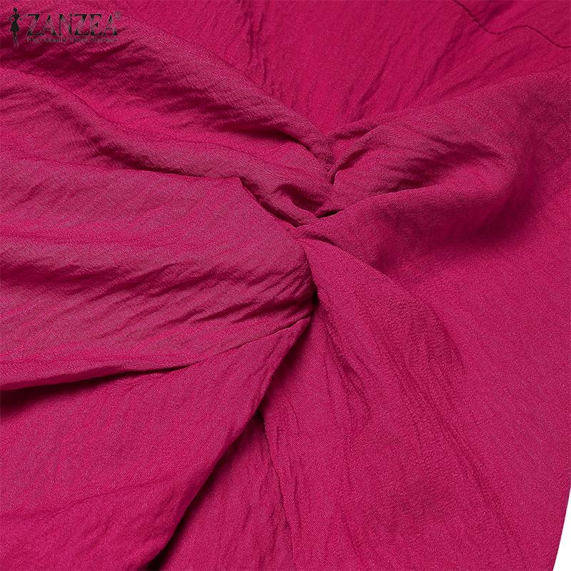 ZANZEA Damen Casual Rundhals Sommer Kurzarm Etuikleid