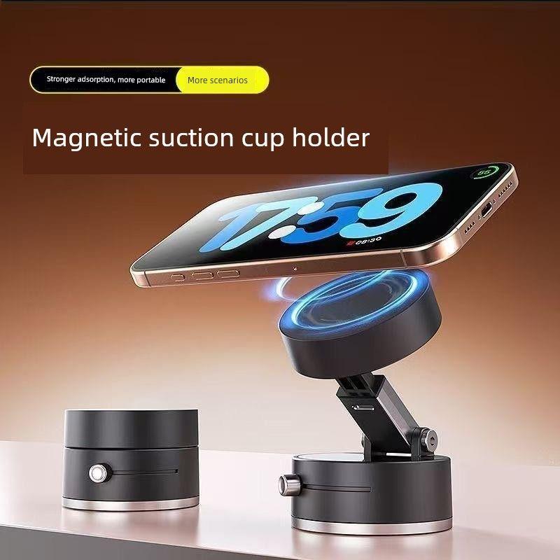 Car Mount with Magnetic Suction, Foldable Vacuum Adsorption, Suitable for Car Navigation and Desktop Use, Strong Suction and Stable