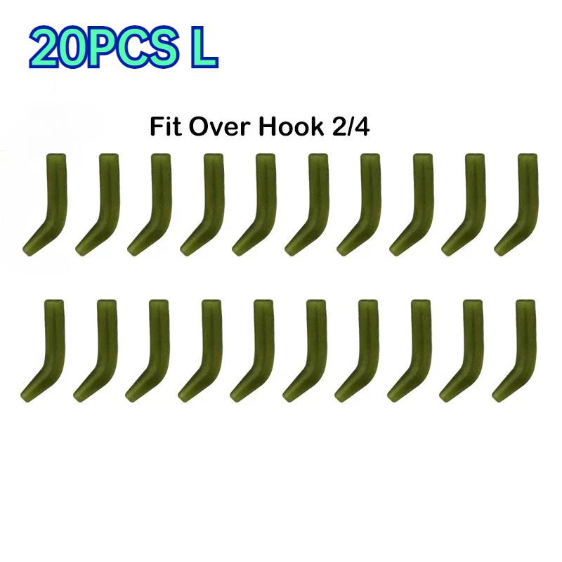 

20 шт. Карповая рыболовная оснастка Резиновый отвод для крючка Леска Противозакручивающийся рукав для поводка Аксессуары для регулировки угла 20PCS L зелёный