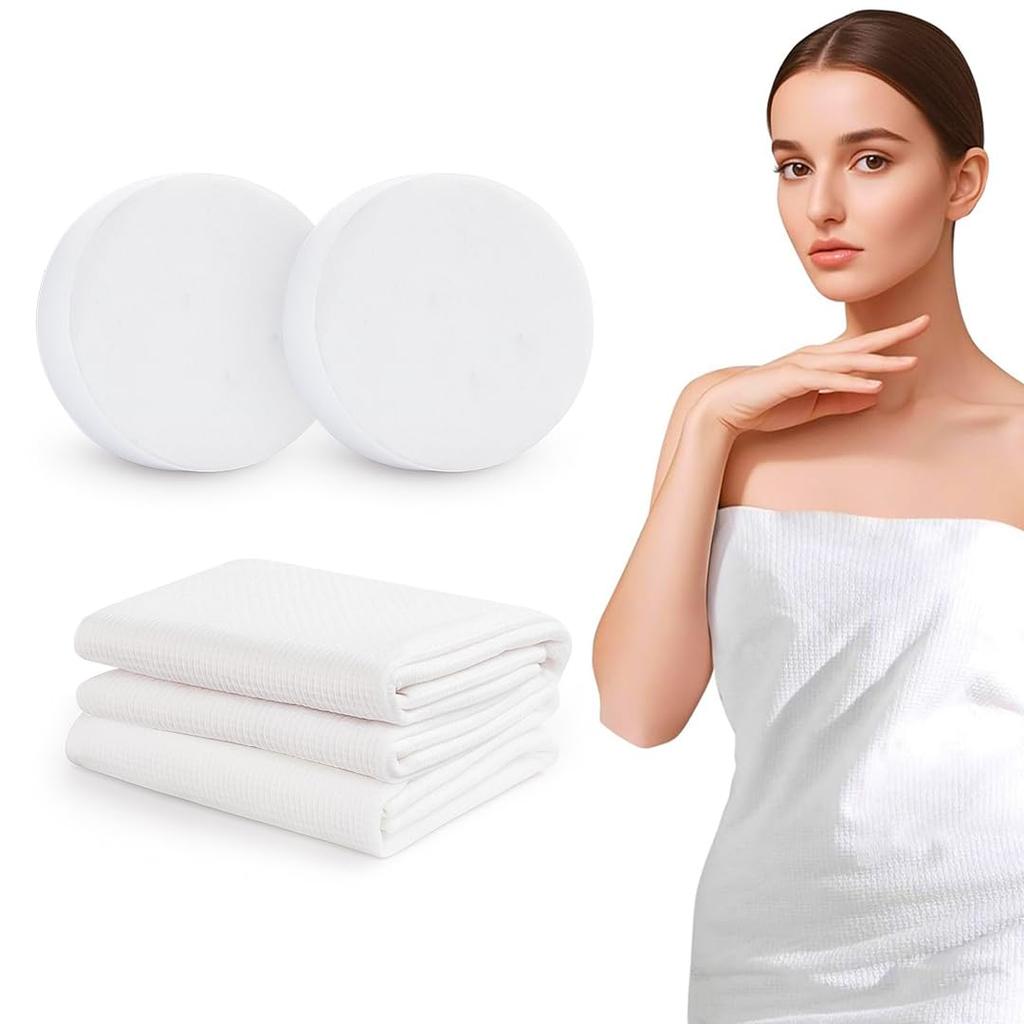 Multibrite Soft Compressed Towel Tablets | Mini Portable Cotton Towels for Face & Body | Facial Disposable Towels, Makeup Remover, Chemical-Free, F
