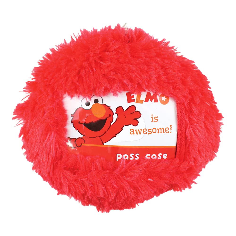 Tees Factory Sesame Street Plush Pouch with Pass Case, Elmo, H14 x W15 x D6.5cm, SS-5544084EL