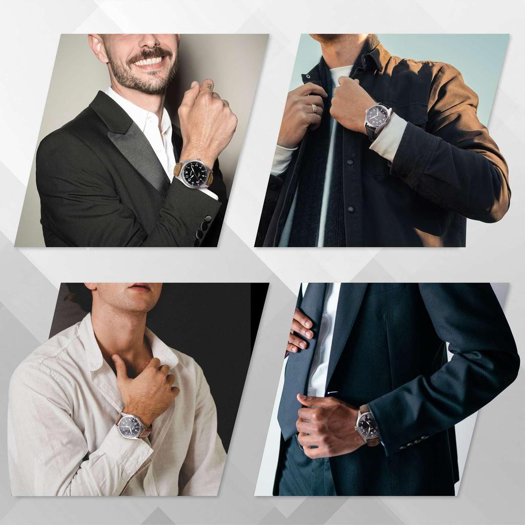 Anbeer 18mm Leather Watch Band with Quick Release Replacement Stainless Steel Buckle, Earth Tone and Silver Buckle