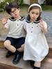 Summer Boys' Sailor Collar & Girls' Academy Style Dress Set - Children's Trendy Sibling Outfits.