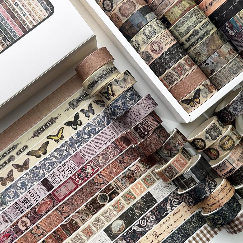 YUBBAEX Masking 36 Retro Vintage Antik Washi Wert Perfekt für und Scrapbooks Klebeband, Rollen, Muster, Klebeband, Packung, Planer, Dekorationen, Verpackung,