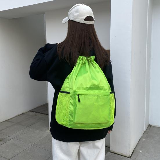 Backpack with Drawstring Closure Waterproof Wear-Resistant Large Capacity Multi-Pocket Design Swimming Gear Backpack
