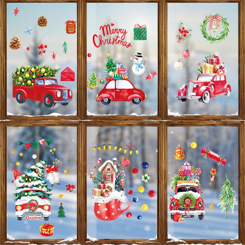 Christmas Car Static Electricity, Holiday Decorations, Glass Window Stickers, Window Display Decoration, Event Atmosphere Stickers