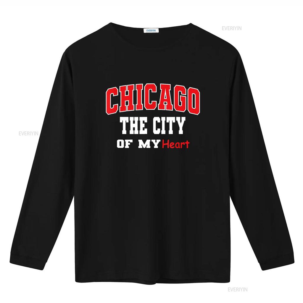Chicago City of My Heart Men Women Outfit T Shirt Vintage Washed Homme Slightly Casual Streetwear Comfortable Stylish Fashion