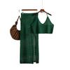 Western Style Sexy Knitted Hollow out Vest Skirt Two-piece Set Knitted Vest and Skirt Set