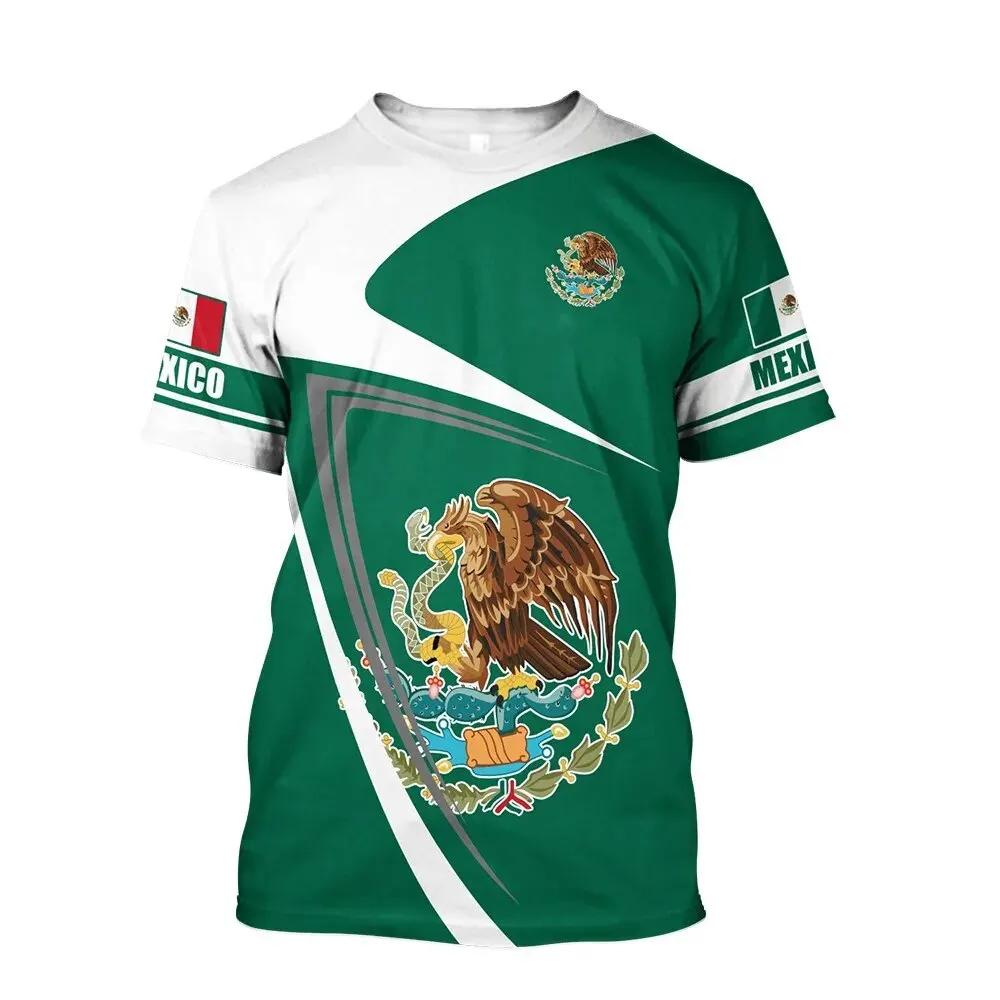 MEXICO Eagle Snake 3D Print Men's Fashion Comfy Breathable T-Shirt, New Casual Round Neck Short Sleeve Tee For Spring Summer Men's Clothing