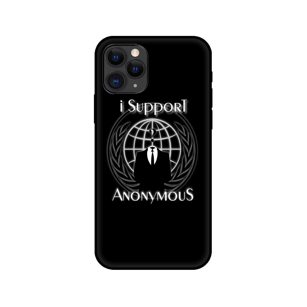 Black Tpu Case for Iphone 5 5s Se 2020 6 6s 7 8 Plus X 10 XR XS 11 12 Mini Pro MAX Back Cover Anonymous