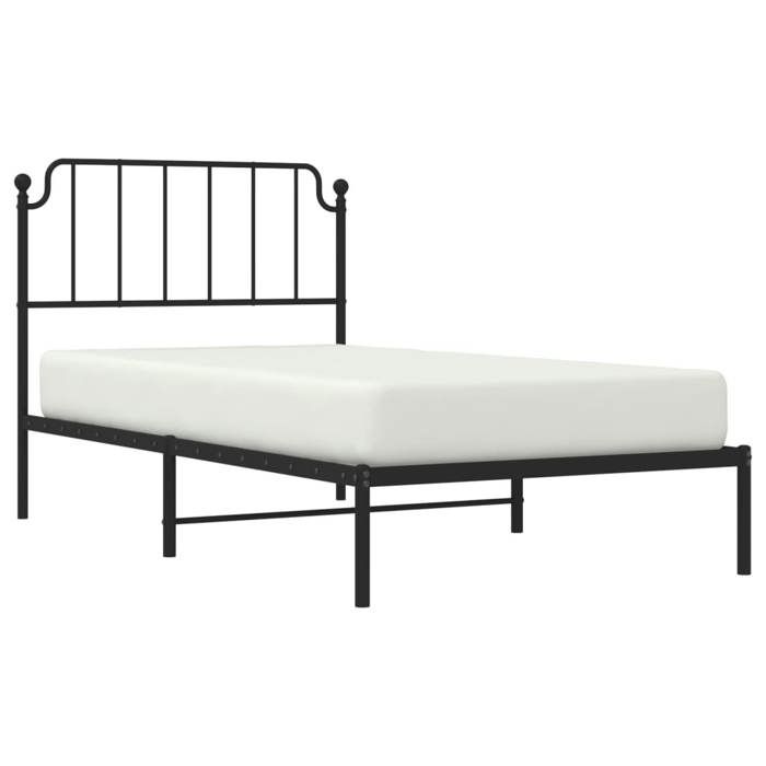 VidaXL Cadre de lit métal avec tête de lit noir 100x200 cm 373882