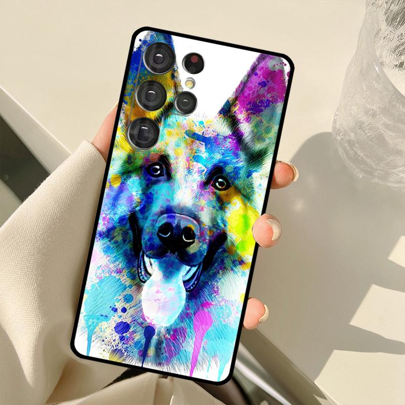 Cartoon German Shepherd Dog Case For Samsung Galaxy S23 Ultra S21 S22 S24 S25 Ultra S9 S10 Plus S25 FE S20 FE Back Cover