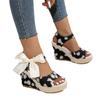 Frühling und Sommer neue Blume Fischmaul Keilsandalen große Größe Riemen Plateau High Heel Mode Sandalen