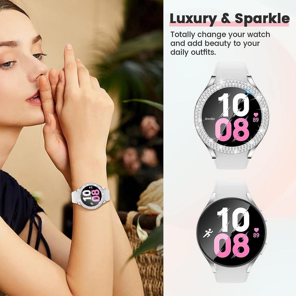 Diamond-Studded Hollow PC Protective Case for Samsung Galaxy Watch7/6/5FE (40/44mm)