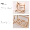Wooden Desktop Storage Rack Double Layer Foldable Design Smooth Edge Burr Free Decorative Plant Stand Display Shelf