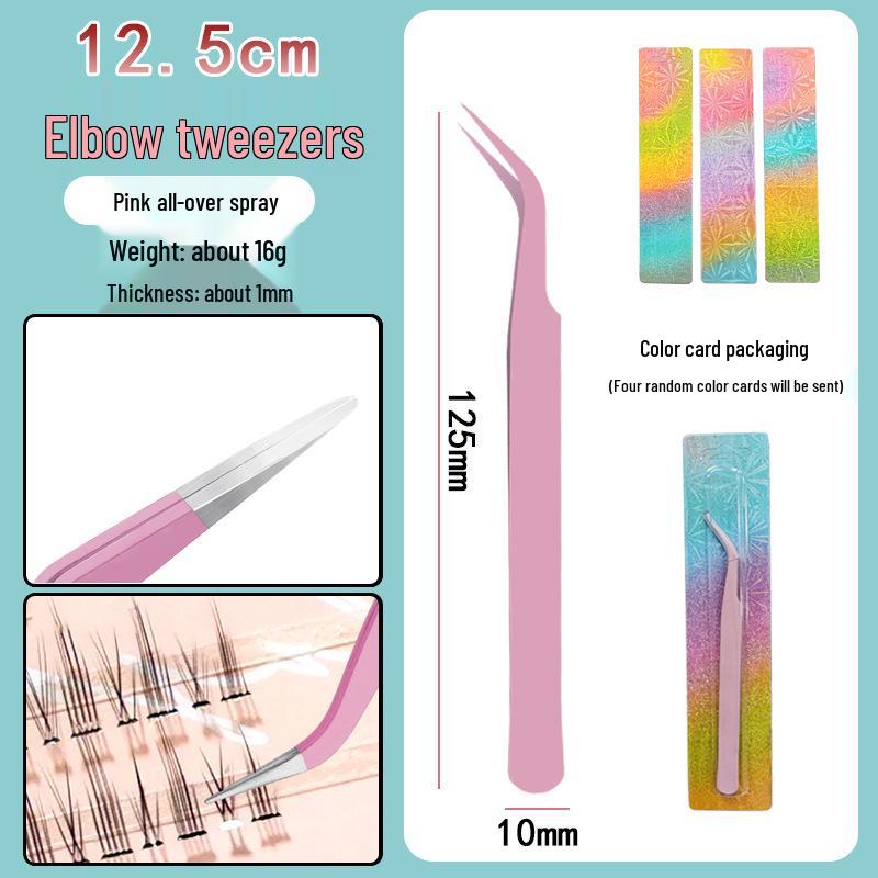 Colorful Stainless Steel Curved Tweezers for False Eyelashes and Planner Clips