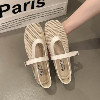 Buty baletowe damskie płaskie buty wydrążone Mary Jane pojedyncze buty buty z siatki rybackiej lato nowe sandały damskie buty z siatki