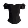 Chic French Short Sleeve Off-Shoulder Corset Slimming Top
