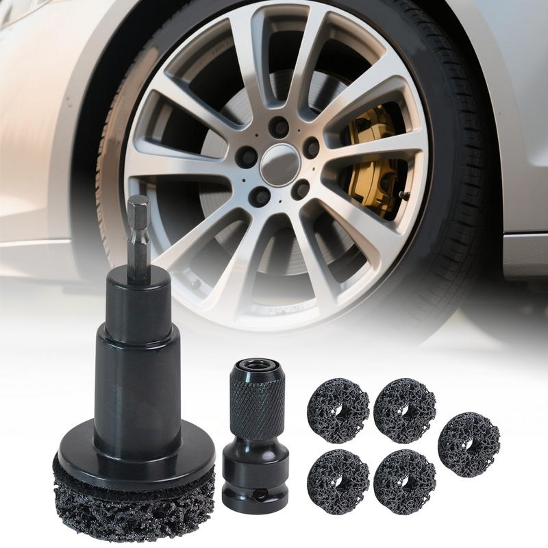 Pulitore per prigionieri ruota Kit di rettifica mozzo ruota Kit di pulizia rettifica freni Rimuovi ruggine Lucidatura Strumento automobilistico per dadi ruota