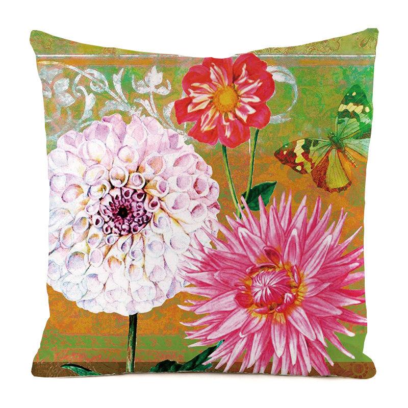 Heimdeko Bunte Blumen- und Schmetterlingsdruck Kissenbezüge Muster Kissenbezug Geeignet für Sofa Schlafzimmer Auto Kissenbezug