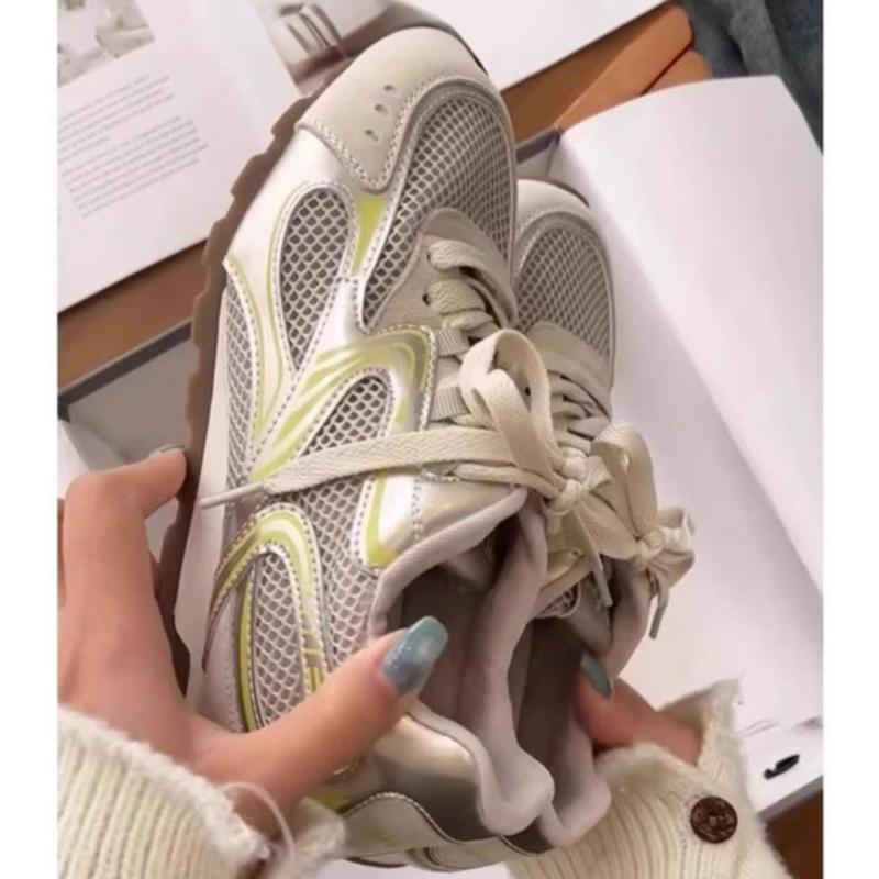 Fashion Sneakers Casual Women Designer Retro Running Shoes 2025 New Comfy Leather Fabric Breathable Height Increased Platform Shoe