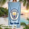 Beach Towel Manchester City Print Custom Name Text Soft Towel for Swimming Pool