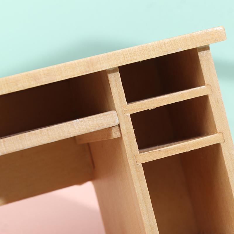 1/12 Dollhouse Miniature Desk With Keyboard And Mouse Wooden Toys Furniture