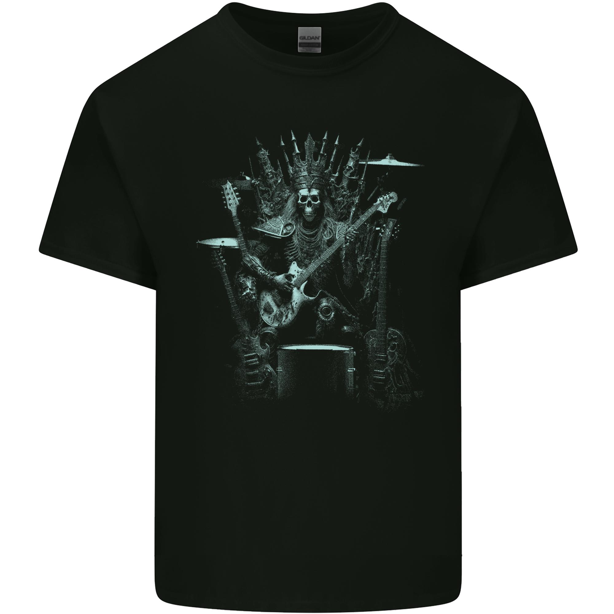 Heavy Metal Throne Skull Rock Music Guitar Unisexs Light Cotton TShirt S