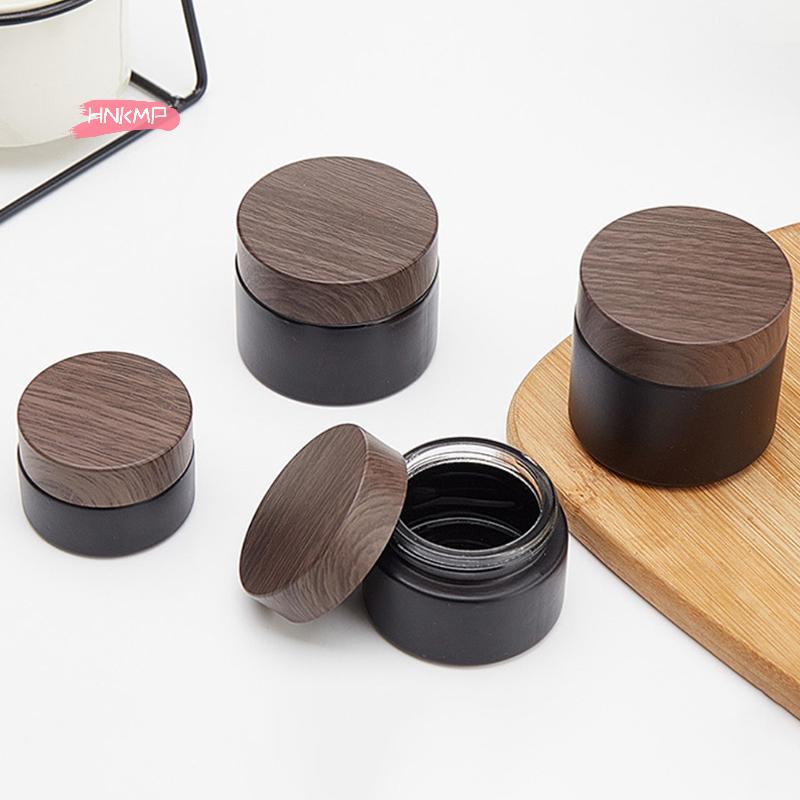 1Pc Black Glass Cream Jar with Plastic Lid Cosmetic Container 10/30/60g Travel Size Empty Jars for Makeup Glass Bottle
