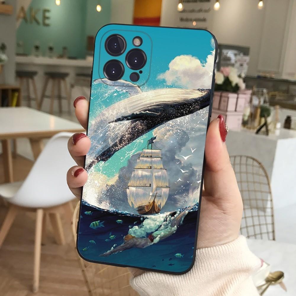 Whale Phone Case Silicone Soft for iphone 16 15 14 13 12 11 Pro Mini XS MAX Plus X Cover