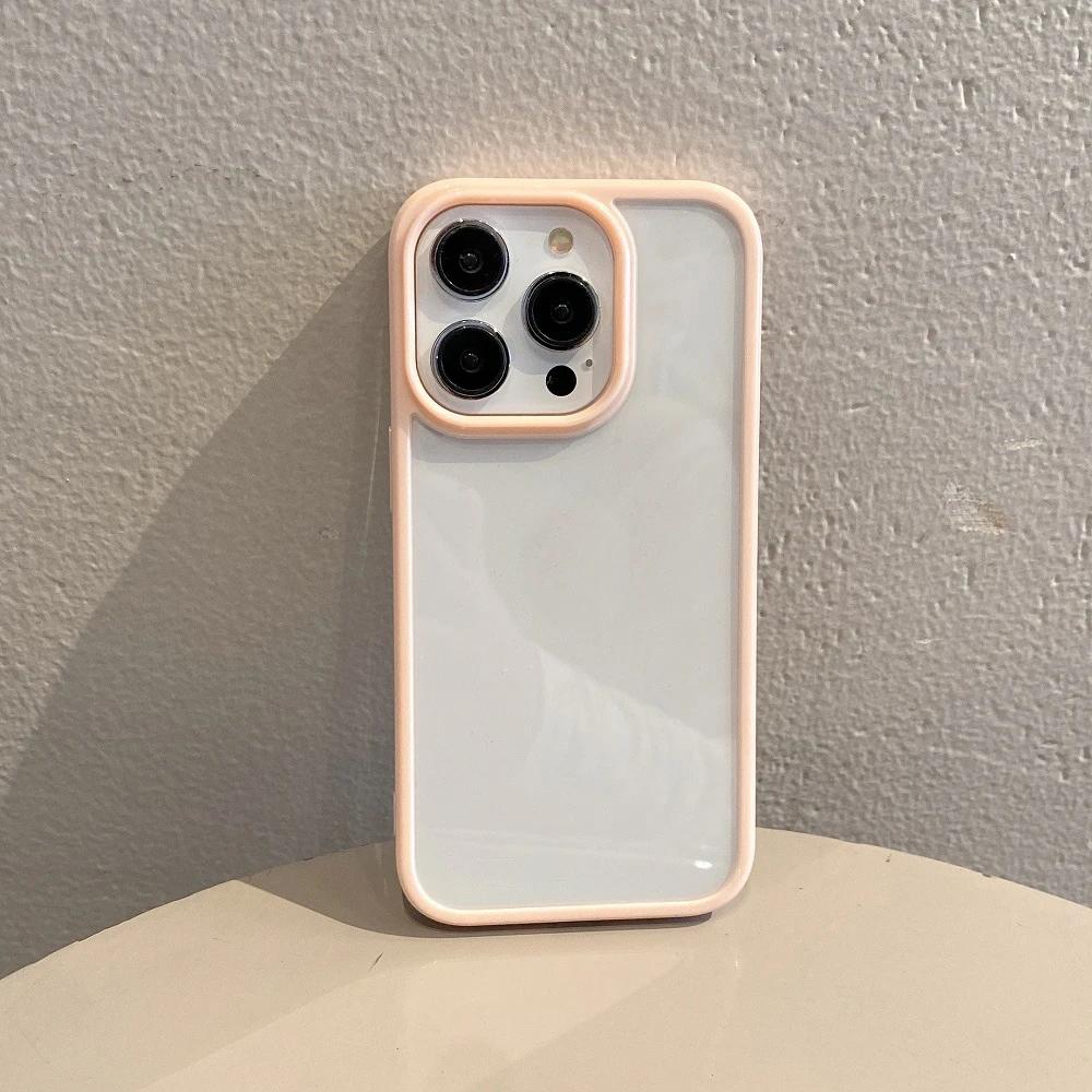 Fashion Transparent Candy Color Bumper Phone Case For iPhone 15 14 13 12 11 Pro Max XR XS X Plus Soft Shockproof TPU Back Cover