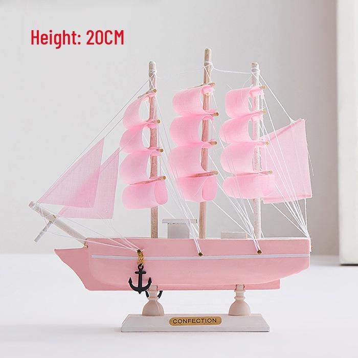 Mediterranean Style Solid Wood Sailboat Ornament for Home Decoration (16cm-50cm)