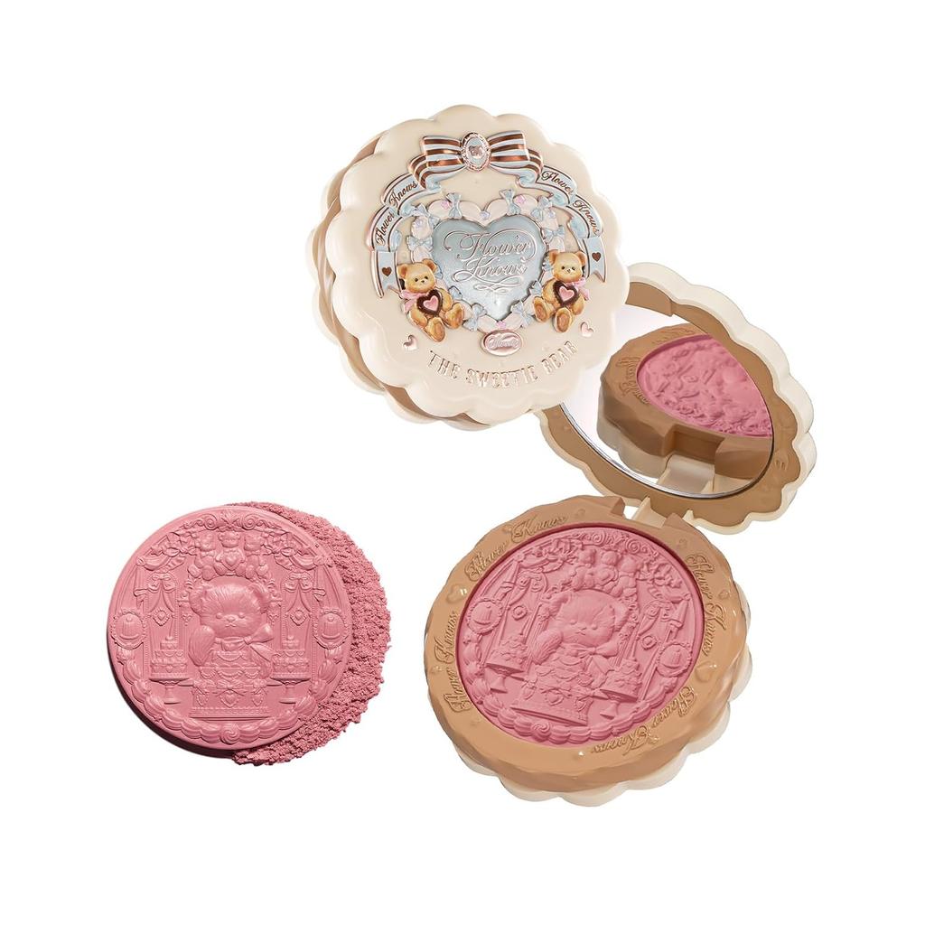 Flower Knows The Sweetie Bear Collection Silk Satin Blush,Soft Long-Lasting for Women & Girls,0.18 Oz(03 Rose Chanson)