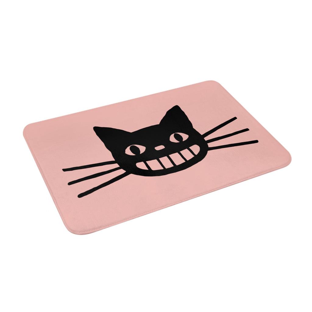 Smiling Black Cat Doormat Non-Slip Entrance Kitchen Bathroom Door Floor Mat Living Room Carpet Rug