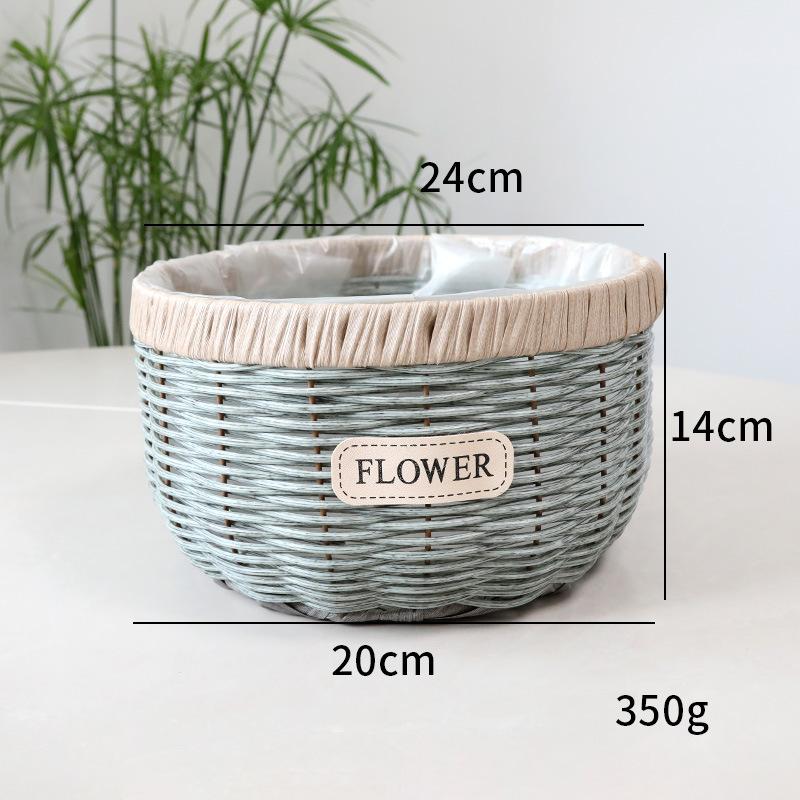 Imitation Rattan Flower Basket, Green Ivy Flower Pot, Living Room Container, Storage Basin, Green Plant Gardening Utensil, Flower Basket