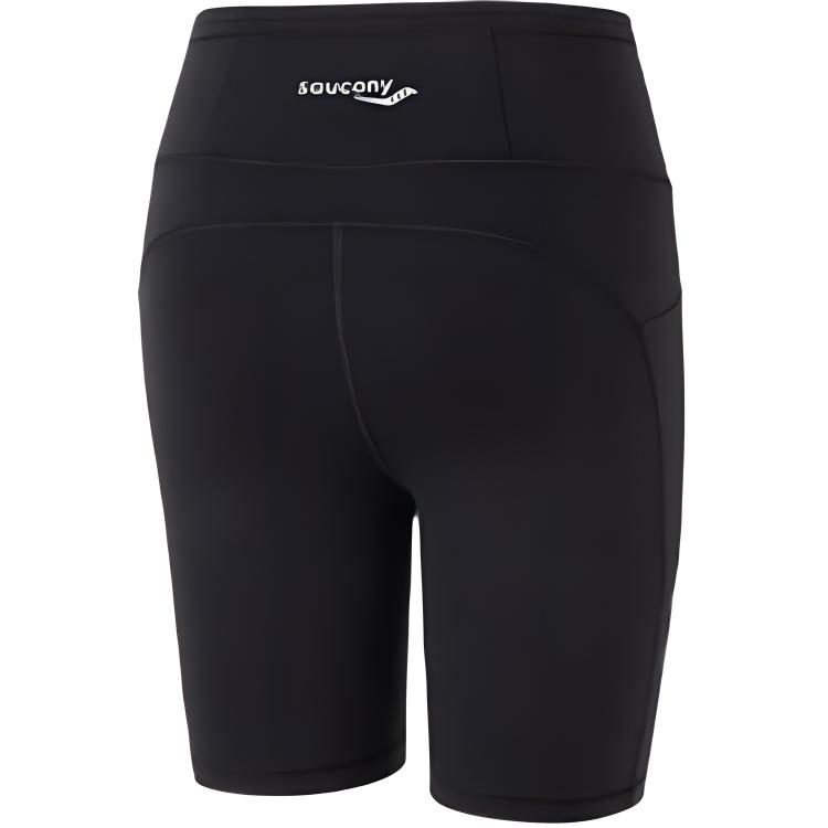 Saucony Solid Color Comfortable Lightweight Breathable Mid-Rise Slim Fit Three-Quarter Sports Shorts Women shorts Black SC1239064BG-BK01
