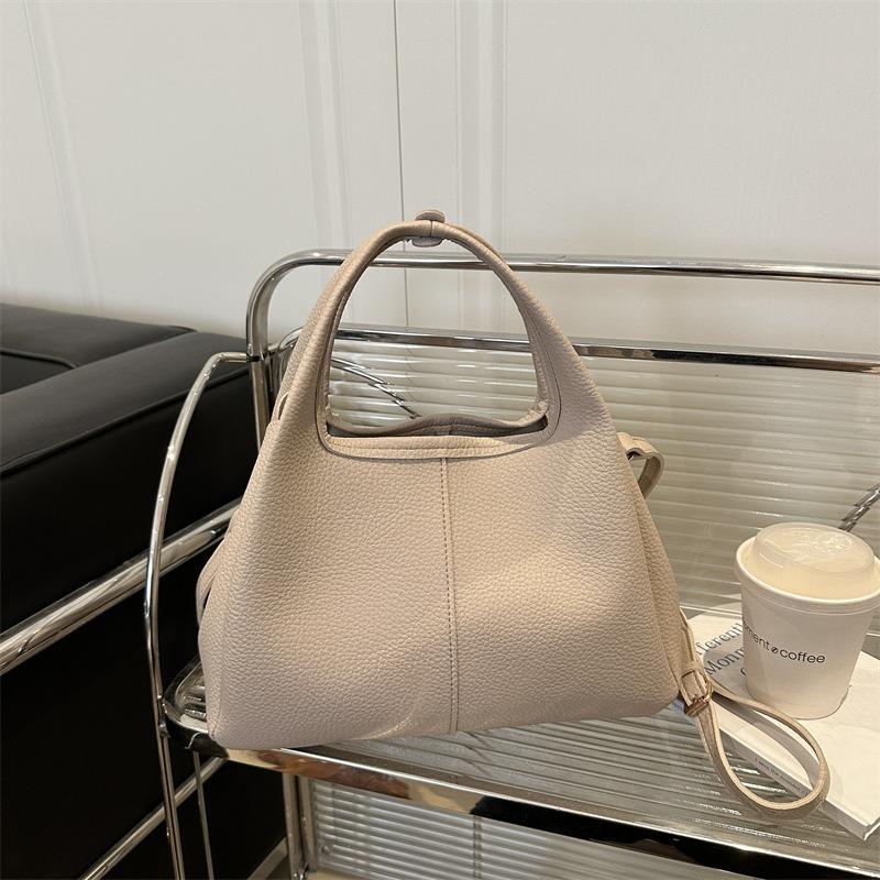 Handbag lychee pattern leather vegetable basket messenger bag new solid color casual texture commuter women single shoulder