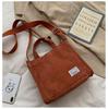 2025 Korean Style Women's Corduroy Canvas Crossbody Shoulder Bag - Small Square Design